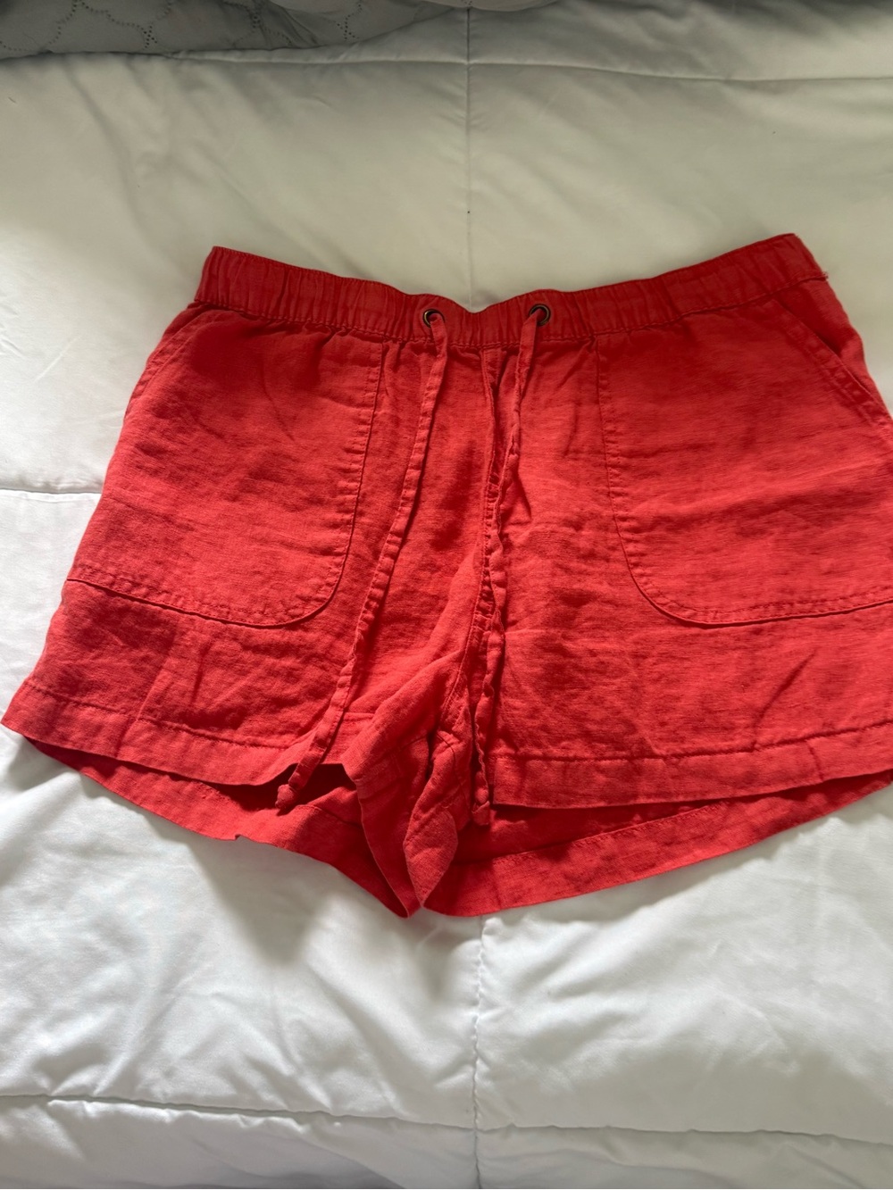 C&C California Red Orange Linen-Drawstring  Shorts